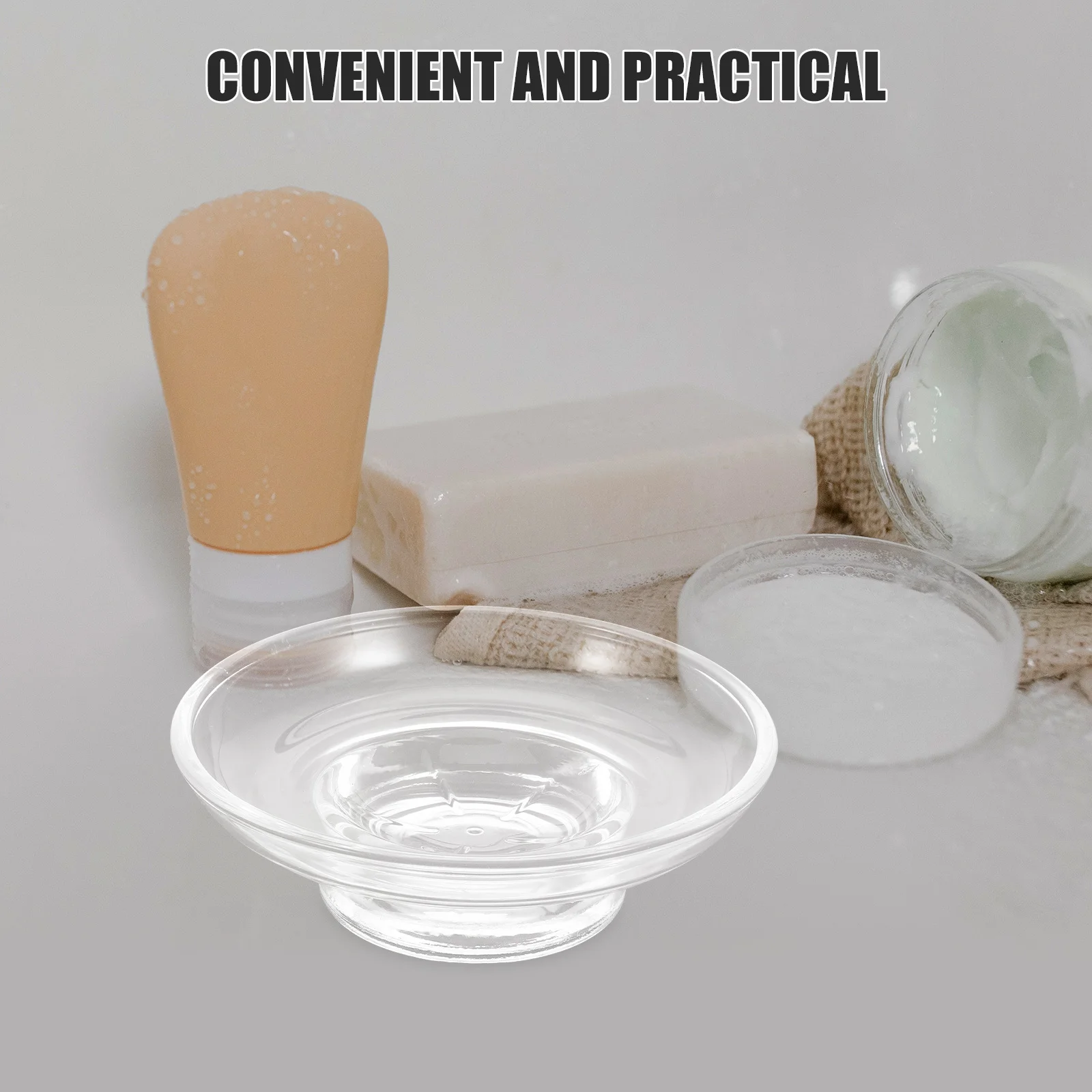 Jabonera de cristal transparente, barra redonda elegante, soporte para jabón con diseño autodrenante para baño, mostrador de ducha decorativo, 2 uds.