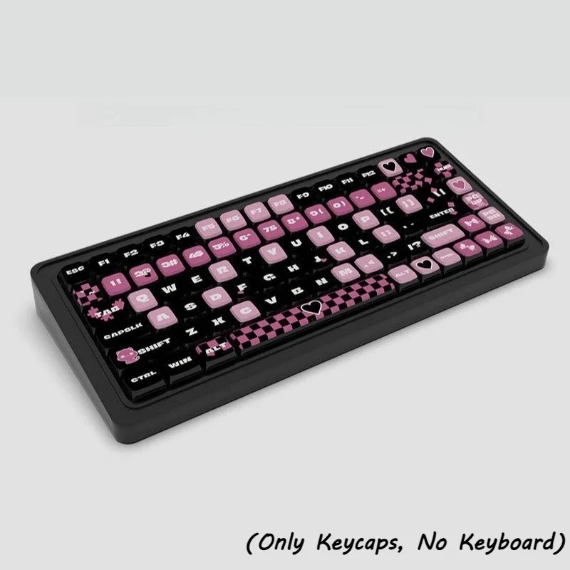 

Black Pink Cool Keycap Set PBT Material Transparent Four-Sided Light-Transmitting Keycap Mechanical Keyboard Replacement Keycaps