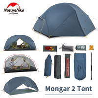 Naturehike Mongar 2 Tent 15D Nylon Waterproof Ultralight Camping Hiking Tent with Mat Windproof Double Backpacking Travel Tent