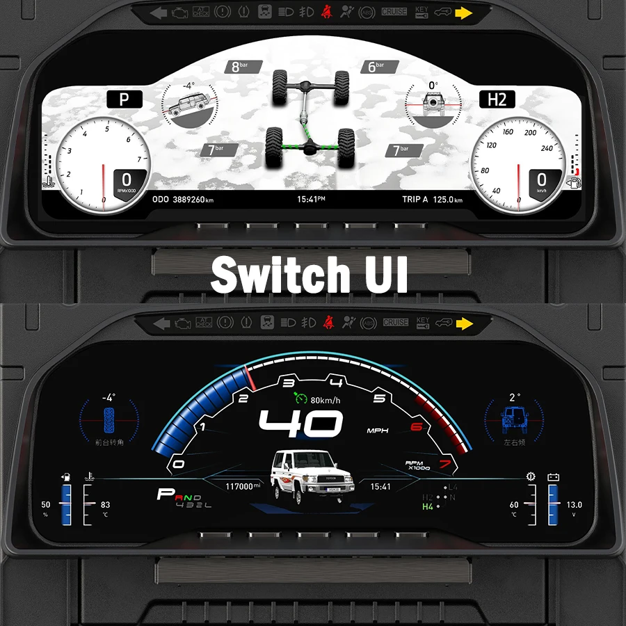 Car LCD Dashboard Screen For Toyota Land Cruiser 70 75 76 Lc70 LC75 LC76 Speedometer Instrument Cluster Upgrade Smart Cluster