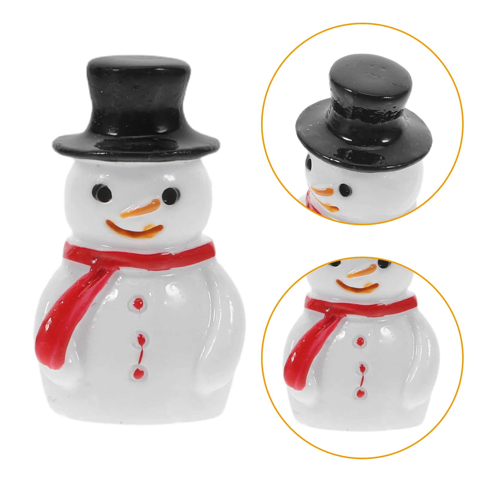 

50 Pcs Mini Snowman Figurine Xmas Ornament Resin Miniature Adorable Christmas Decoration