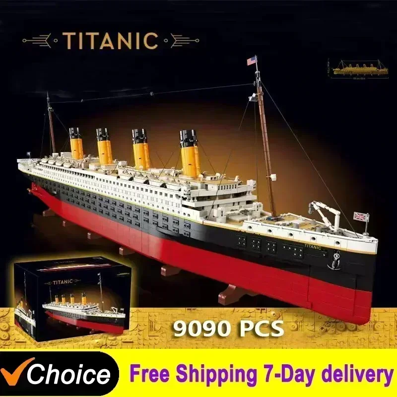 

9090pcs Titani Compatible Titanic Large Cruise Boat Ship Steamship Home Decor Bricks Building Blocks Children Toys Gifts