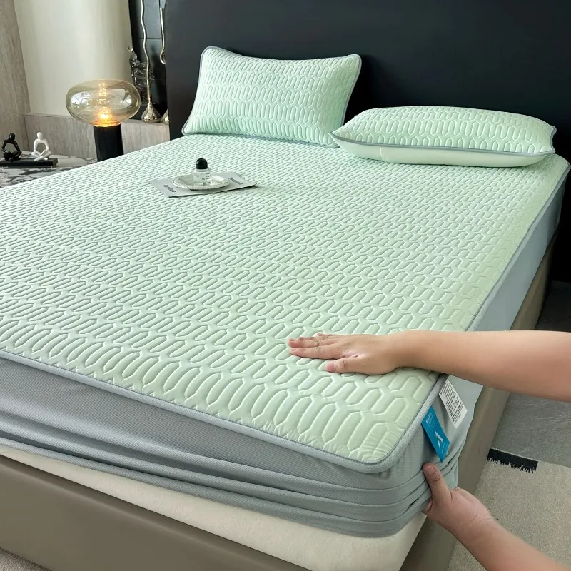 Ice Cream Cool Feeling Spandex Quilted Polyurethane Single Fitted Sheet 2026 Spring Summer New Wavy Design