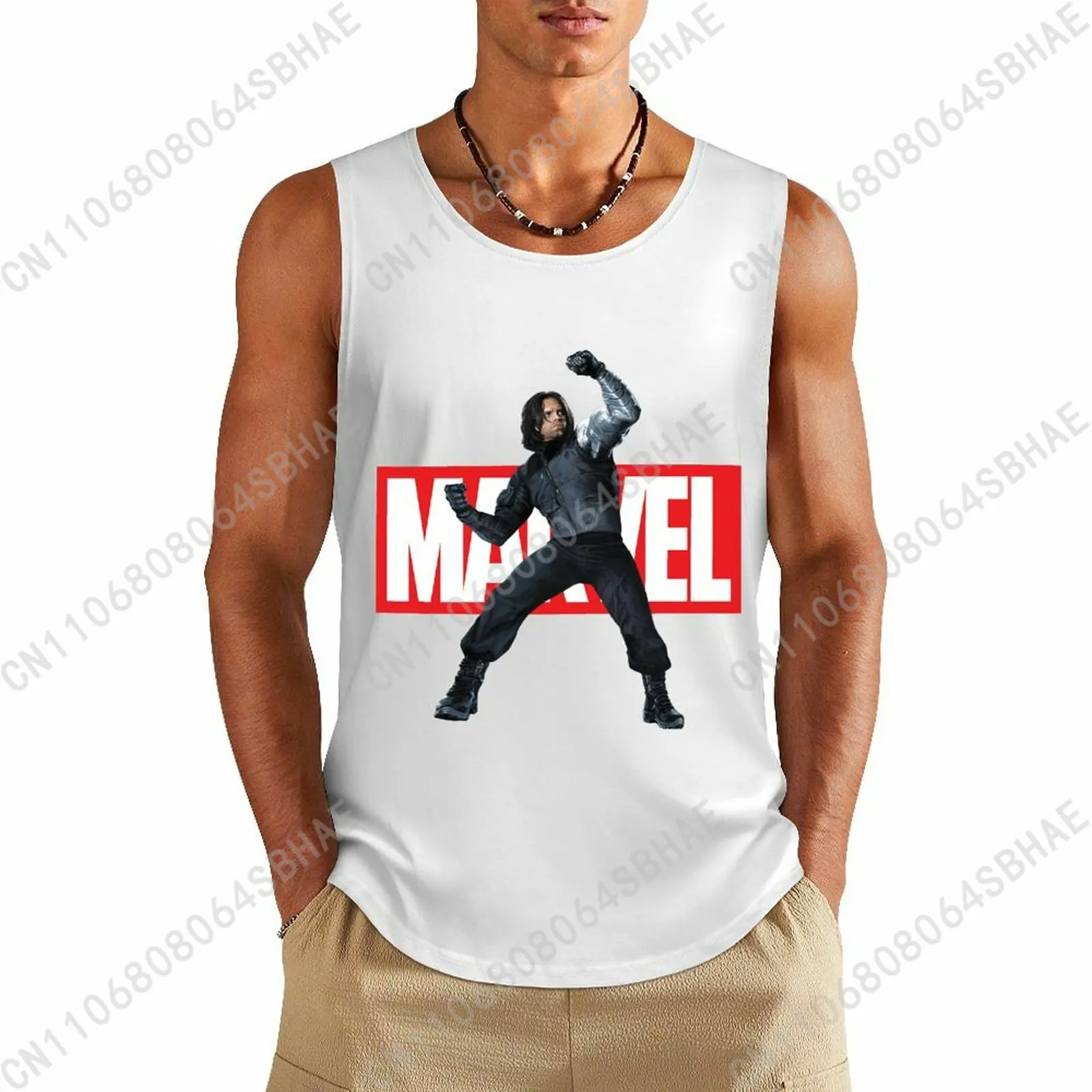 

Marvel Bucky Barnes Custom Pattern Mens Cotton Tank Top Cotton Sleeveless Shirt Men Undershirt Personalized Gifts Cosplay