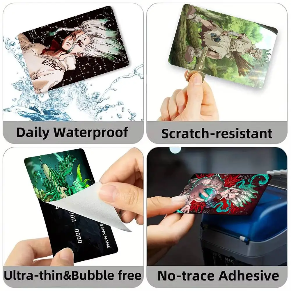 Anime D-Dr STONE S-Senku Ishigami  Credit Card HD Stickers Game Card Decal Small Chip Waterproof Sticker Gift
