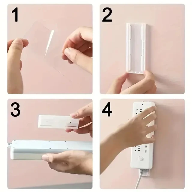 1/2/5/10PCS Self-Adhesive Desktop Socket Fixer Hanging Power Strip Cable Organizer Wall Holder Fixator Removable Wall-Mounted 6