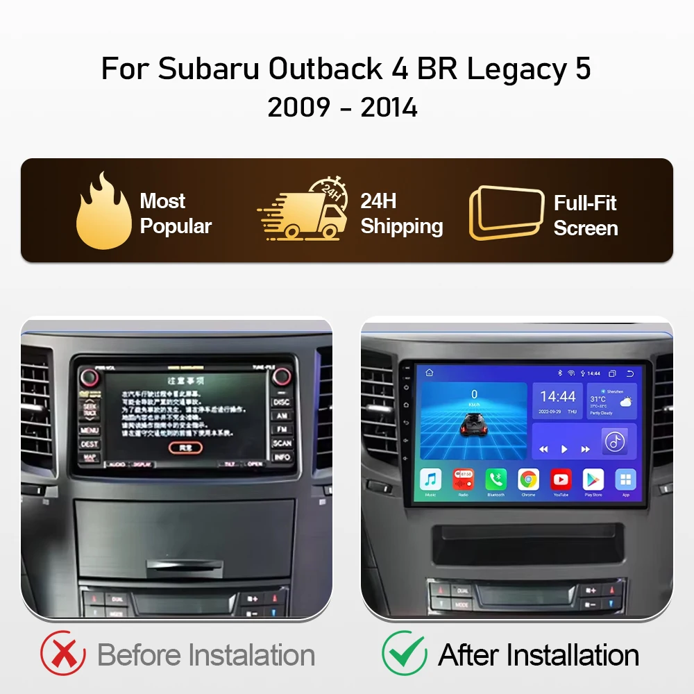 Android For Subaru Outback 4 BR Legacy 5 2009 - 2014 Car Radio Multimedia Player Carplay Auto Radio Screen Head Unit No 2din DVD