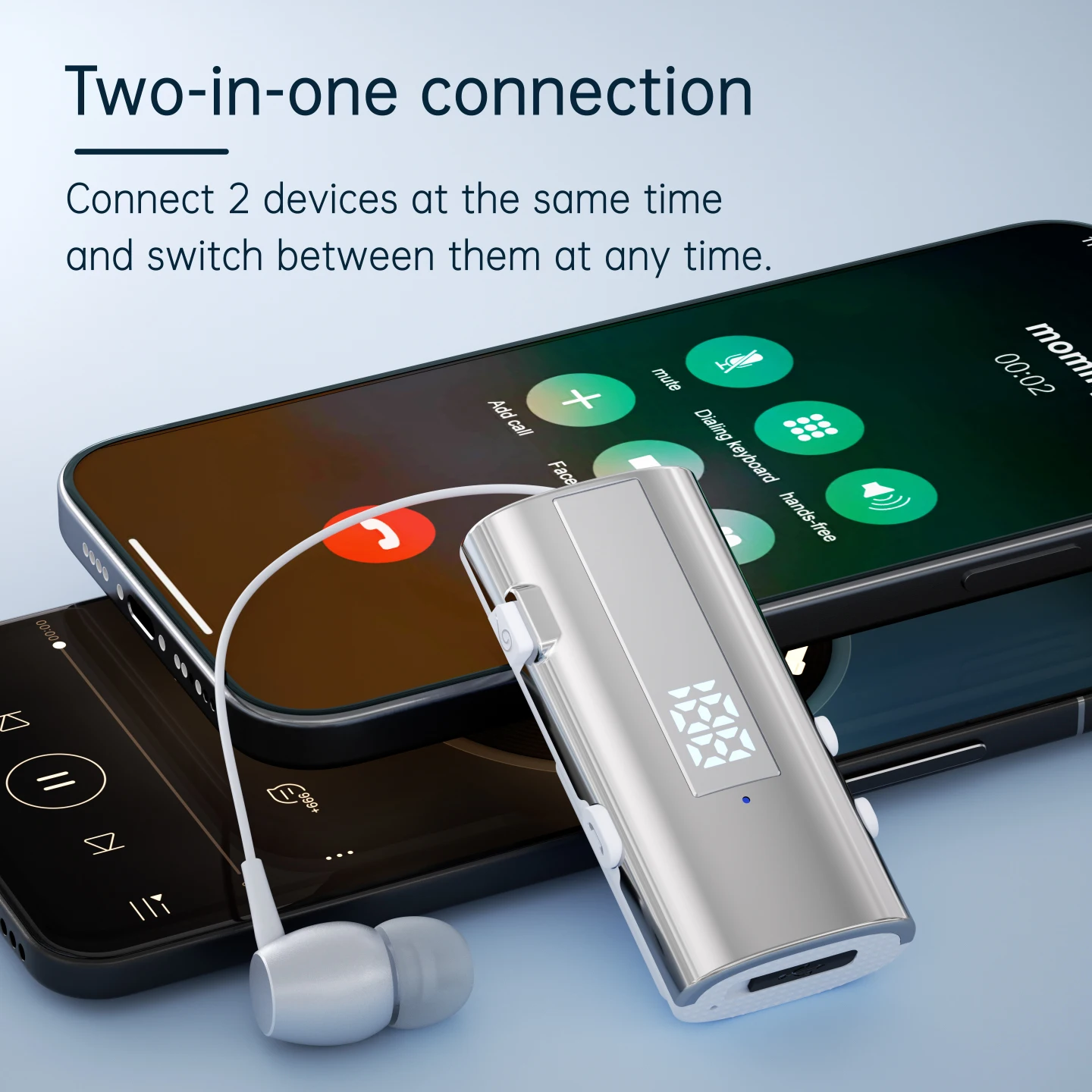 K92 بلوتوث 6.0 Lavalier سماعة رأس للأعمال دعوة 30h/الموسيقى 50h الاهتزاز تذكير LED شاشة ديجيتال مع هيئة التصنيع العسكري سماعة لاسلكية