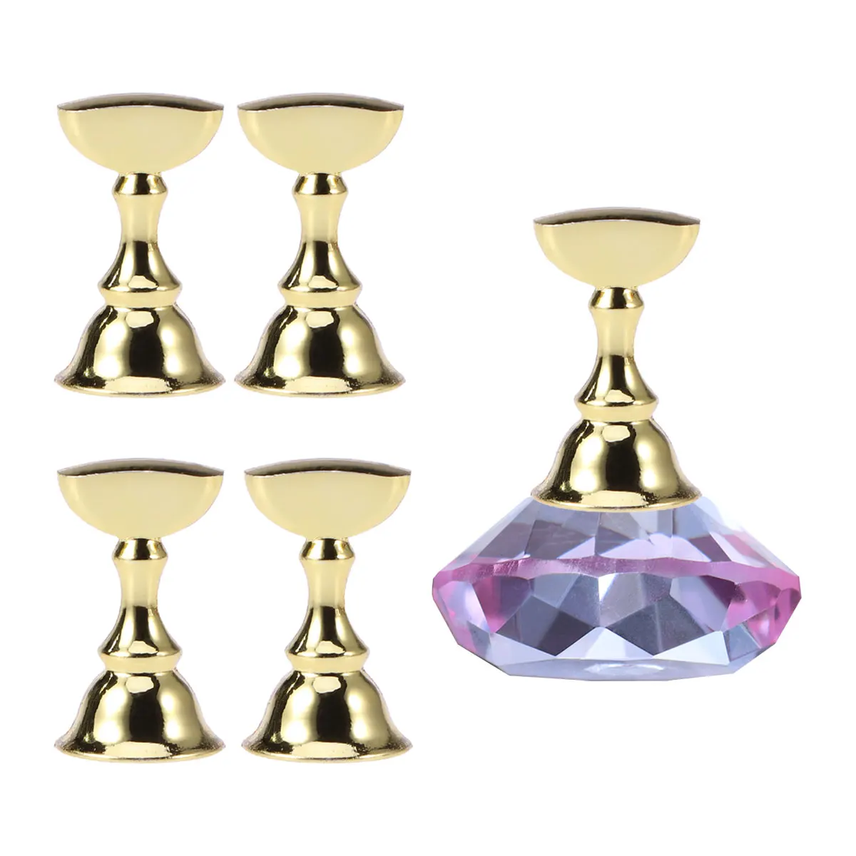 

Crystal Gem Nail Tips Display Stand Magnetic Alloy Holder for Professional Salon DIY Art Practice Manicure Tool Pink