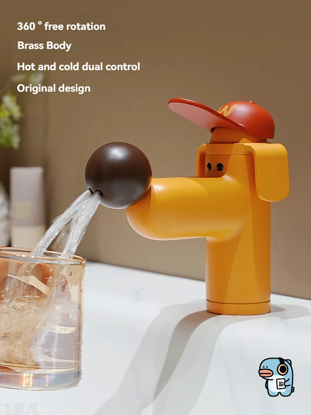 Creative Cute Hat Puppy Faucet Copper for 35mm Hole Diameter Bathroom Sink Creative Kitchen Bathroom Accessories Gift