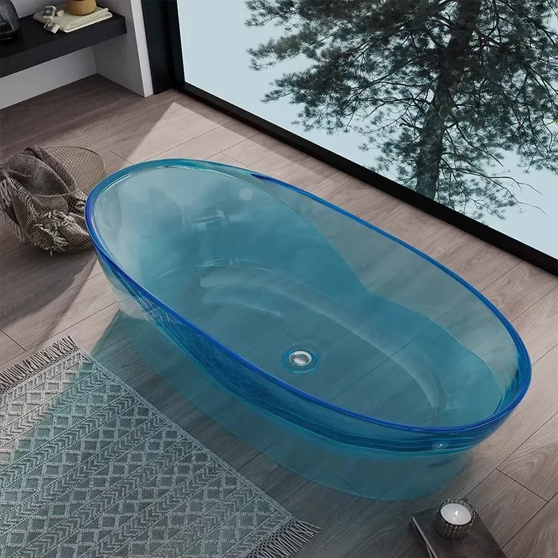 Artificial stone bathtub integrated transparent resin independent hotel home color crystal high-end