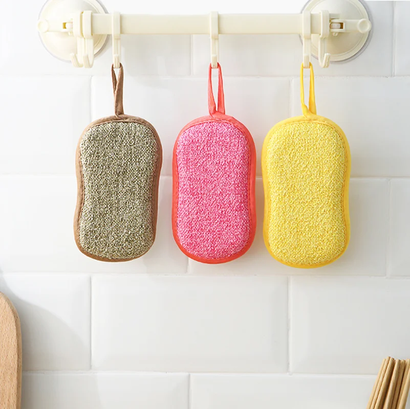 1/5Pcs Household Magic Sponge Kitchen Cleaning Sponge Scrubber Microfiber Scrub Sponges for Dishwashing Bathroom Accessories