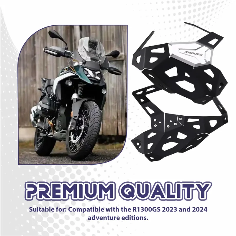 دائم لسيارات BMW R1300GS واقي رأس الأسطوانة لحماية محرك BMW R1300GS لسيارات BMW R1300GS أسود + فضي