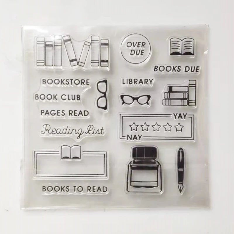 12.5X12.5CM New Book Glasses Ink Transparent Clear Stamp DIY Silicone Seals Making Travel Photo Album Stamps for Scrapbooking