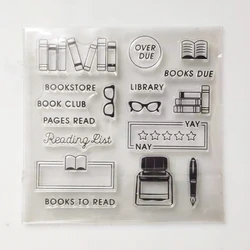 12.5X12.5CM New Book Glasses Ink Transparent Clear Stamp DIY Silicone Seals Making Travel Photo Album Stamps for Scrapbooking