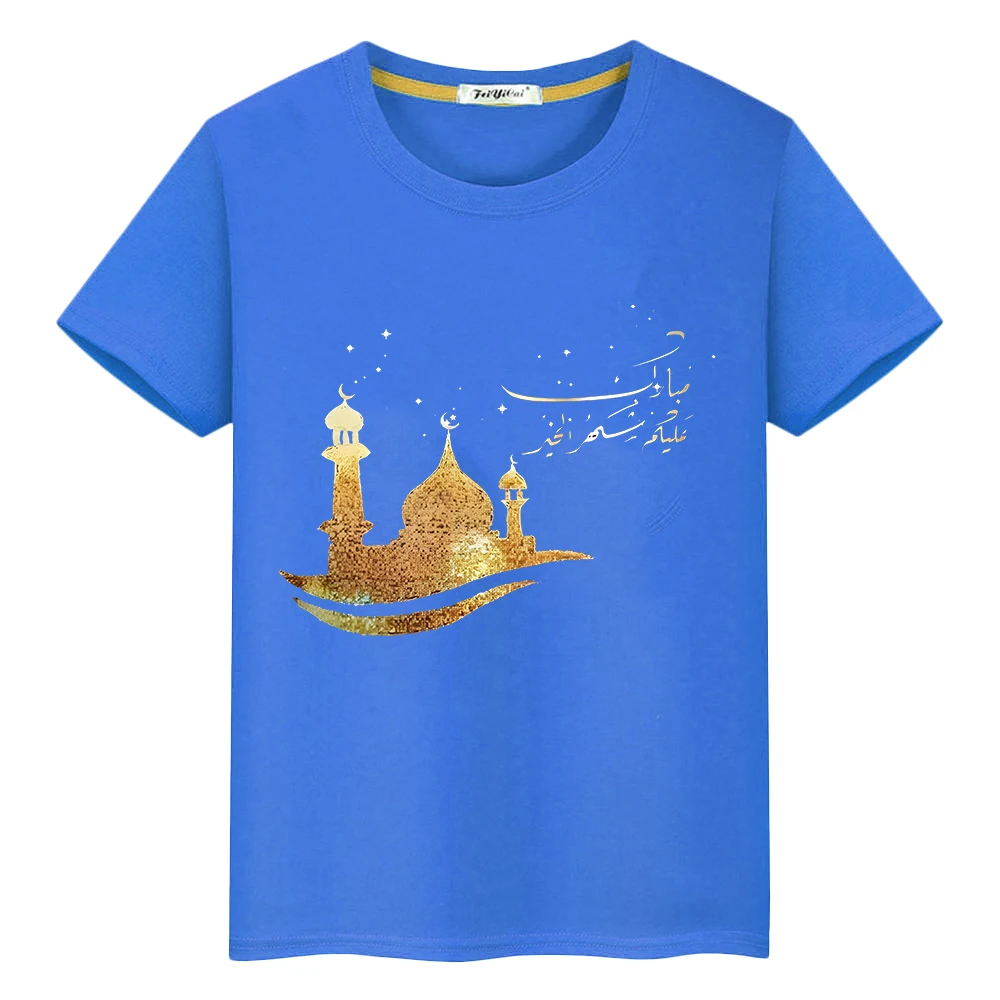 Ramadan Kareem Kleidung festliches Outfit drucken T-Shirt Sommer kinder mit Mond Ramadan Mubarak Junge muslimisches Geschenk lässig Top Y2k Kleidung