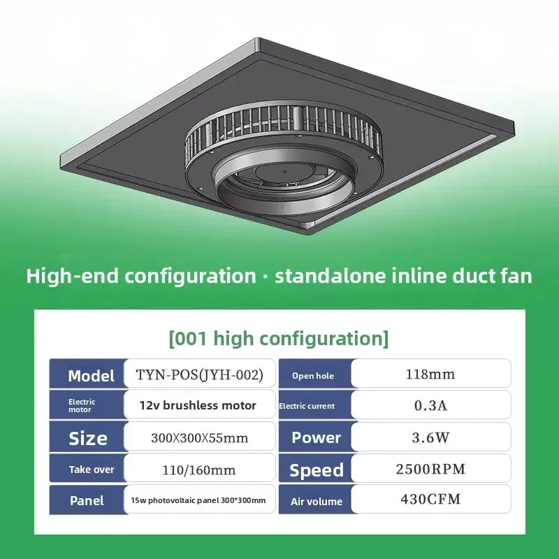 Solar Energy Saving Wall Mounted All in One Ventilator Universal Attic Pipe Container Roof Exhaust Fan