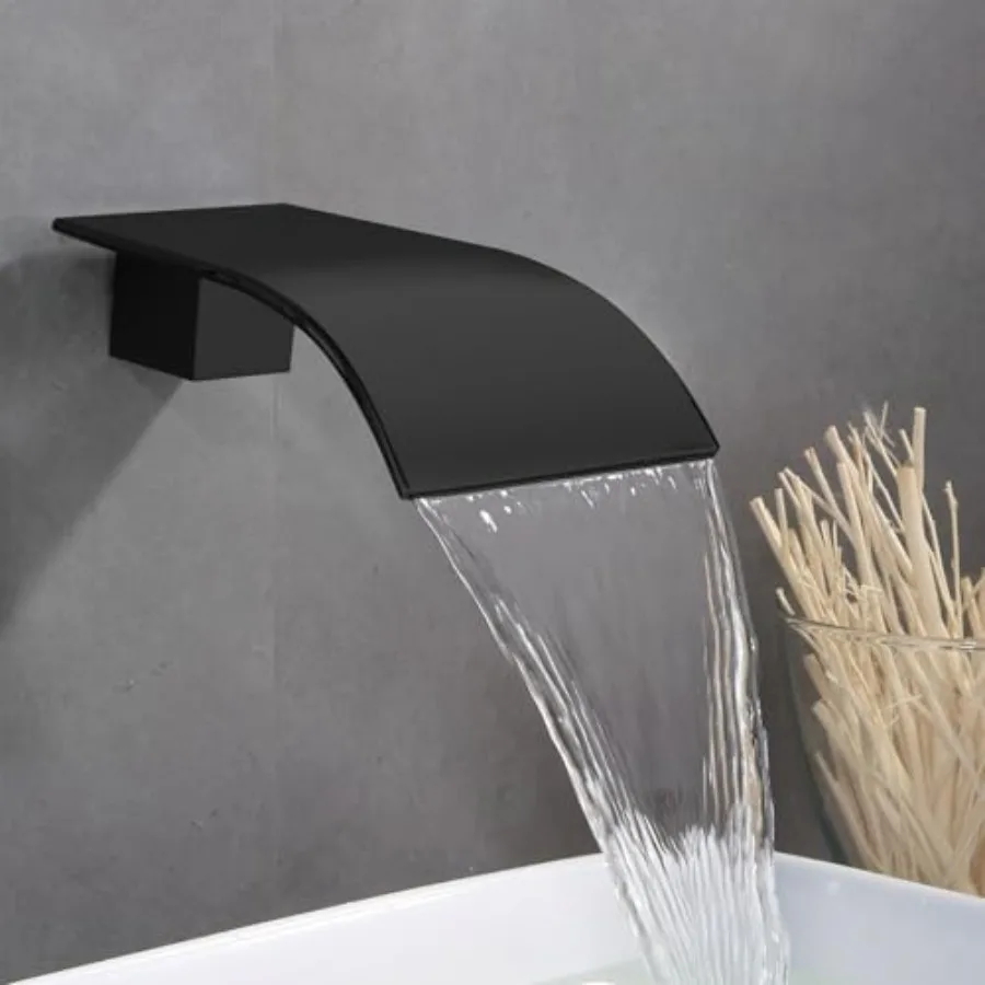 

High Flow Waterfall Spout Fixtures Filler Bathroom Waterfall Spout for Bathroom Sink and Tub Shower Wall Mounted Matte Wall Mou