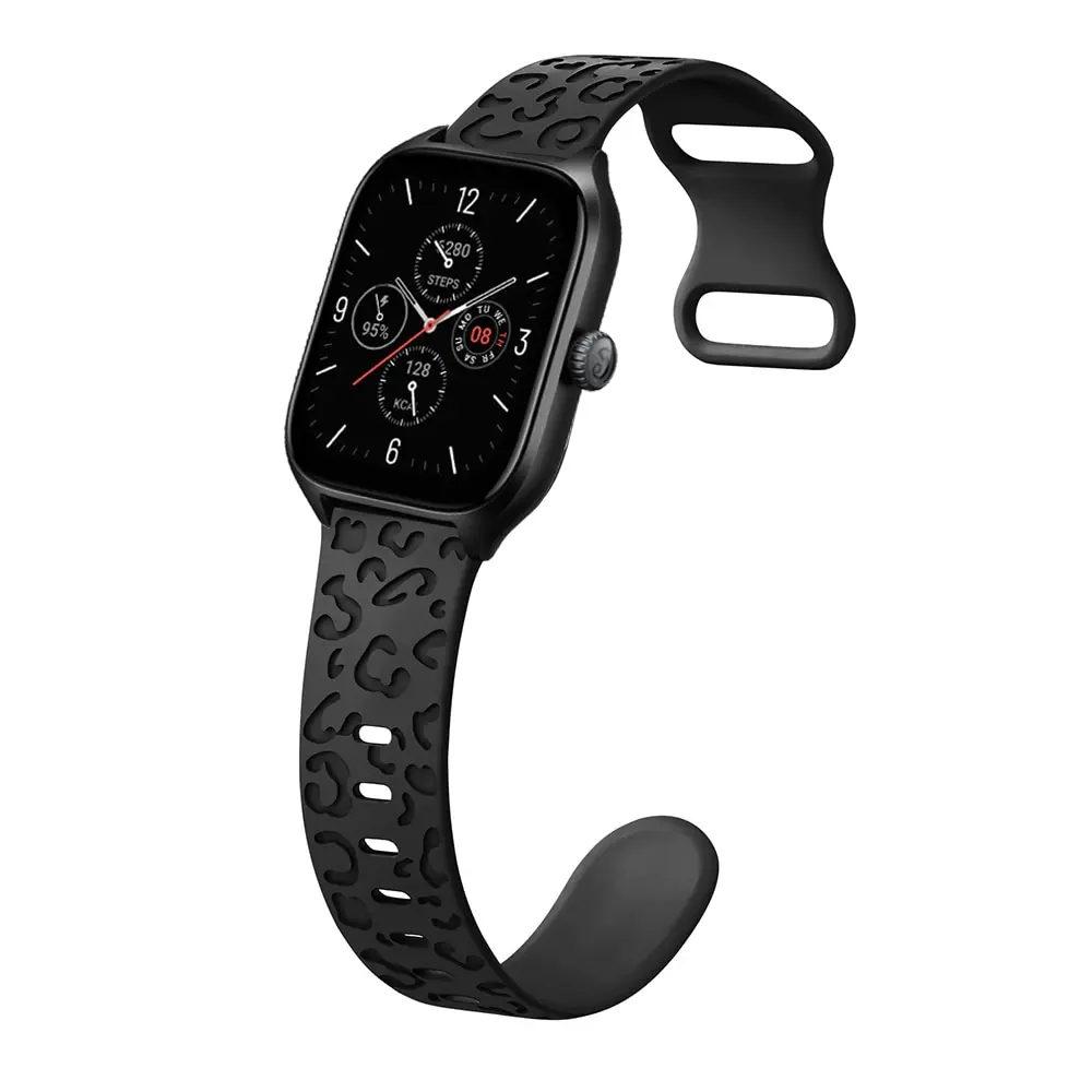 Leopard Engraved Strap for Amazfit GTS 4/2/2e Mini/3/bip u/pro/42mm Silicone Correa Bracelet Huawei GT 4 3 2 2e 20mm Watch Bands