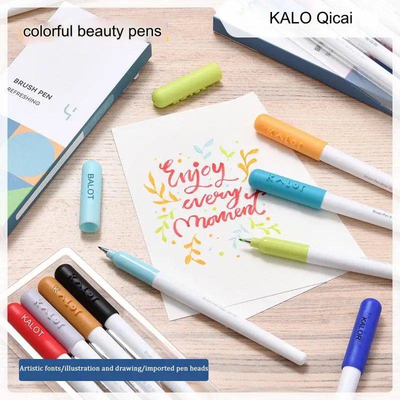 4pcs Calligraphy Brush Pens, Safe Odorless Fadeproof Colored Ink Markers for Hand Lettering, Drawing Art, Sketching Scrapbooking