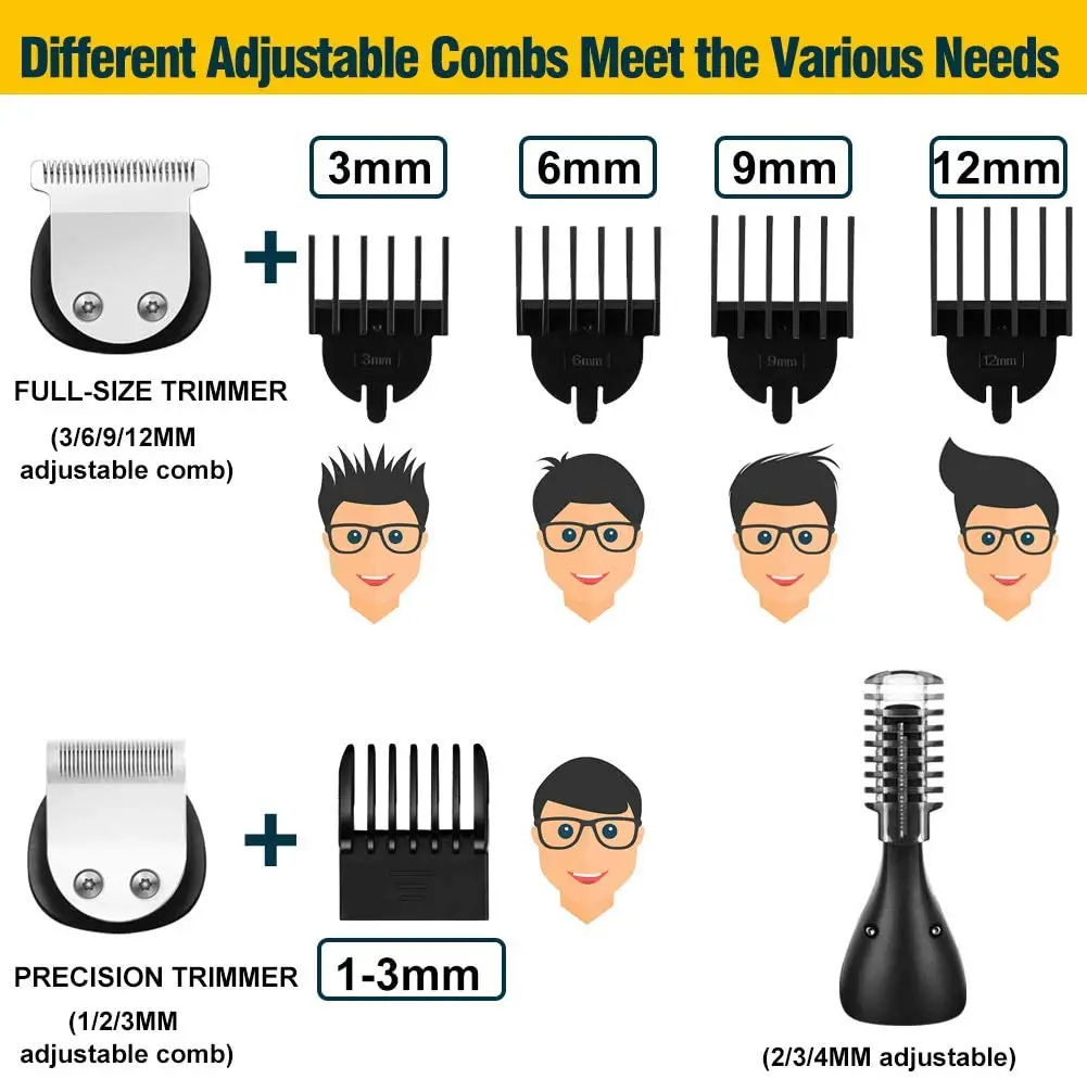 Original Kemei จอแสดงผล All In One Hair Trimmer สำหรับชายคิ้วเครื่องเล็มหนวดไฟฟ้าที่ตัดขนชุดตัดผม
