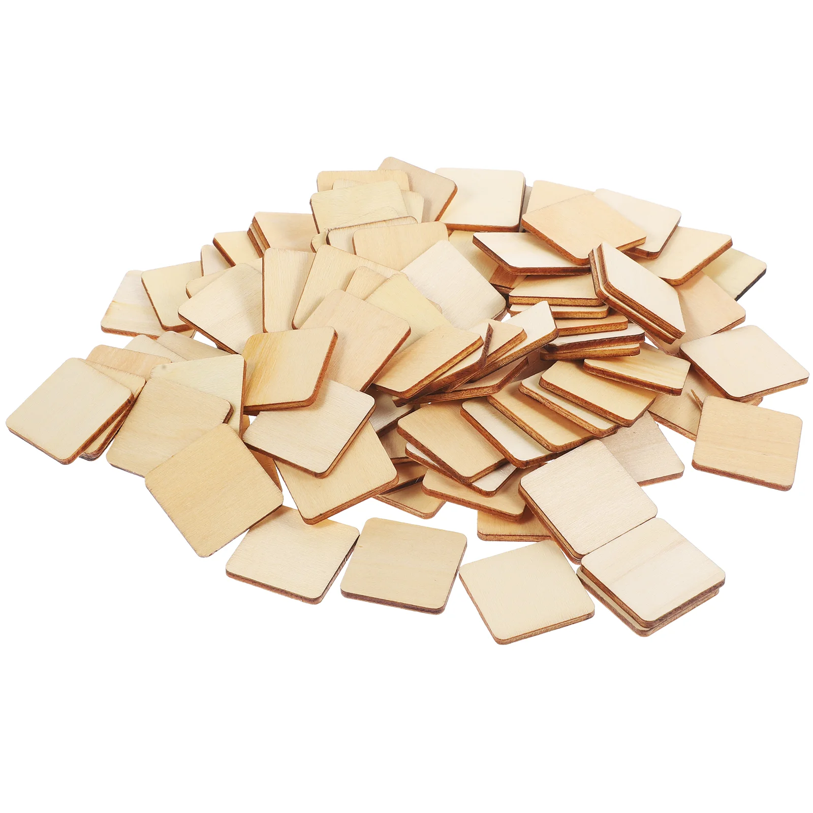 

100 Pcs Square Wood Chips Home Decor Crafts Unfinished Cutouts Small Blocks Blank for Solid Boards Wooden Squares