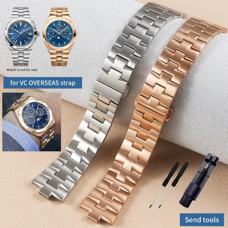 

Solid stainless steel strap For VC OVERSEAS 4500V 5500V 7900 p47040 Watch strap vc Convex Mouth 24x7mm 8mm 8.5mm watchband