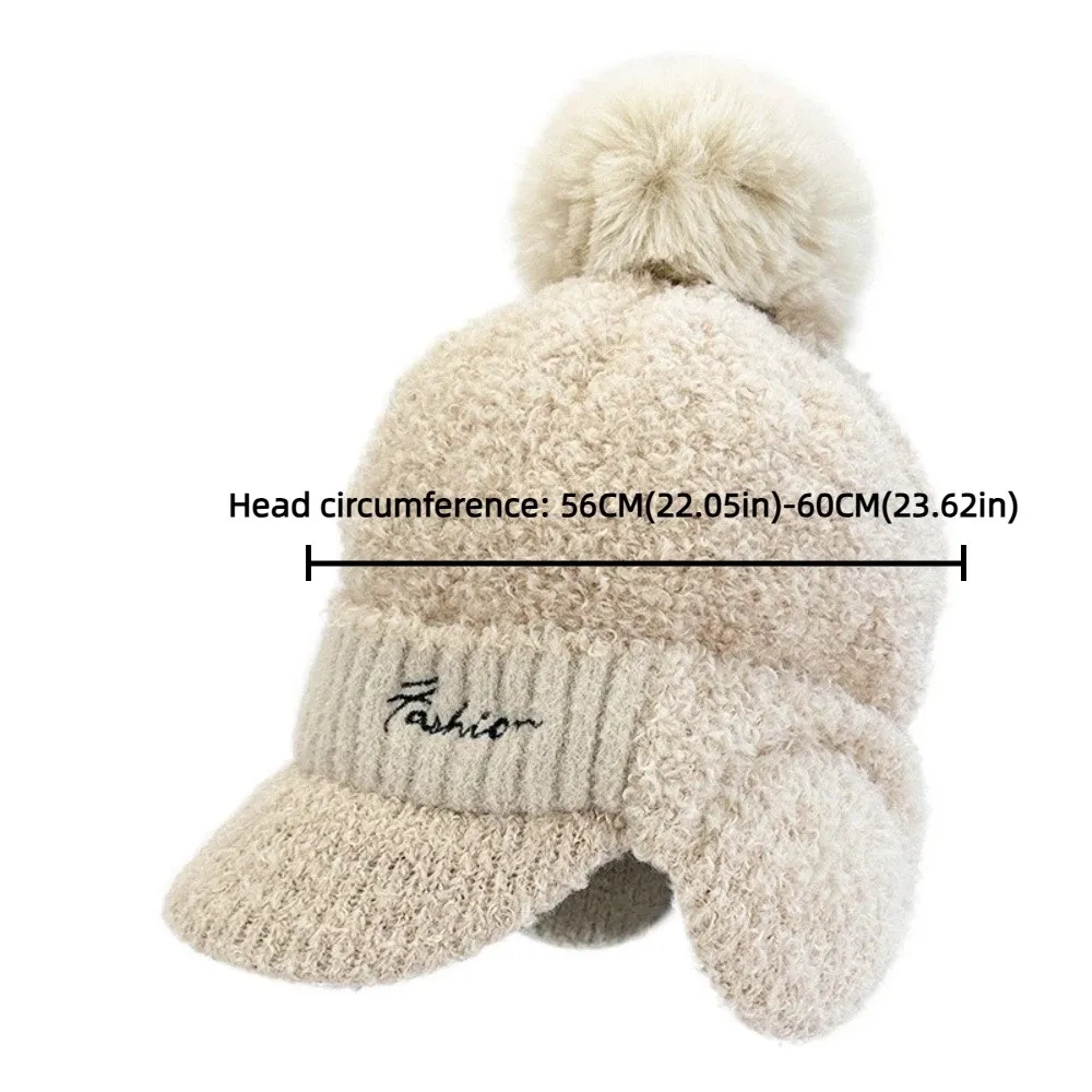 لطيف بلون غطاء للأذنين الدافئة يندبروف الحرارية Pompom قبعة سميكة تنوعا قبعة بيسبول محبوكة الأنشطة في الهواء الطلق #6