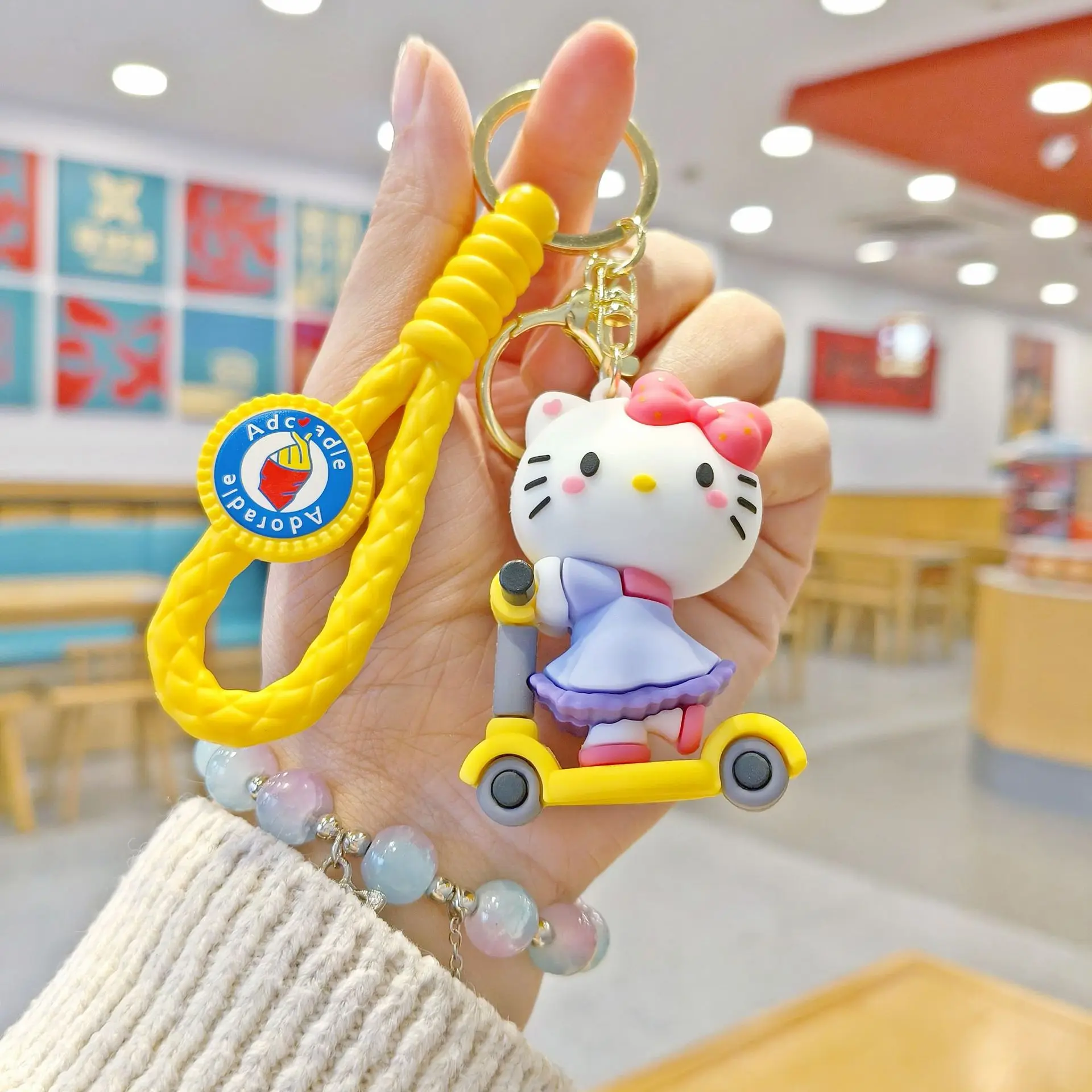 سانريو Kawaii كورومي لطيف مرحبا كيتي المفاتيح الكرتون أنيمي ميلودي مفتاح سلسلة سينامورول ظهره قلادة الاطفال هدايا عيد الميلاد