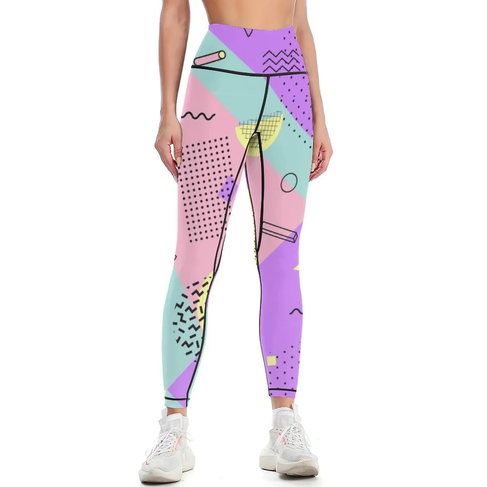 

Memphis 80's-90's design - Pastel color #9 Leggings sports for gym Tight fitting woman Womens Leggings