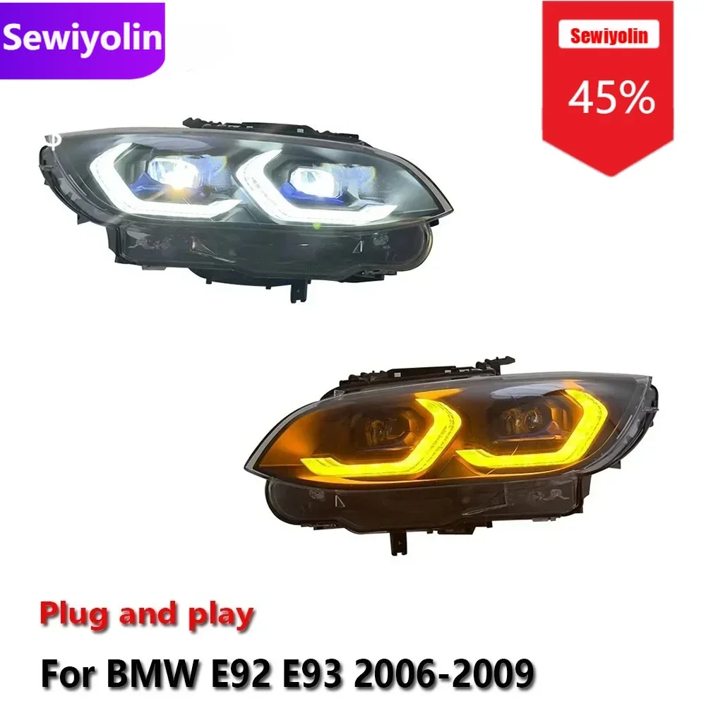

Автомобильные светодиодные фары DRL в сборе для BMW E92 E93 330 335 M3 2006-2009 гг., автоматические противотуманные фары DRL, стоп-сигналы поворота, вилка и P