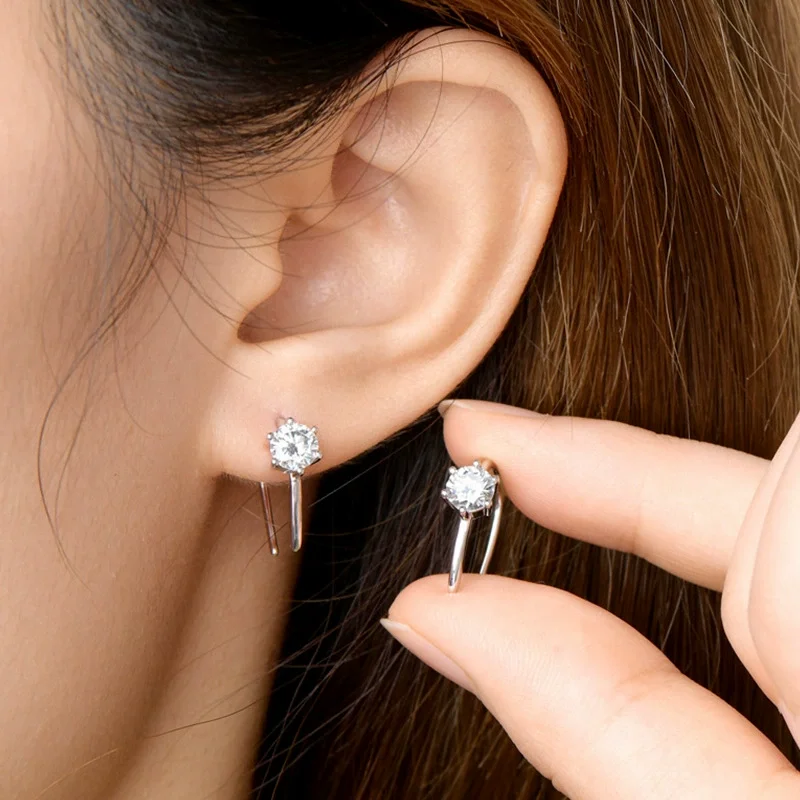 

ZFSILVER Fashion Trend Classic 925 Silver Color D Moissanite Design Simple Shape U Earring Women Accessories Jewelry Gift XTZ004