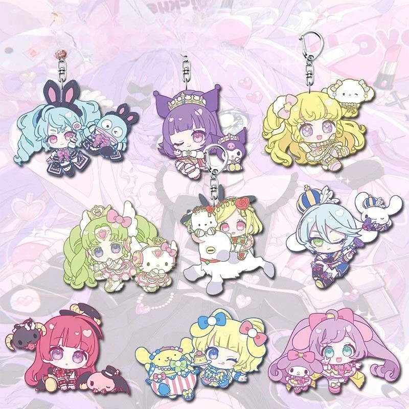 

Puripara Q-версия брелок Hello Kitty Melody Kuromi Linkage Key студенческий рюкзак небольшой кулон ювелирные изделия брелок аксессуары