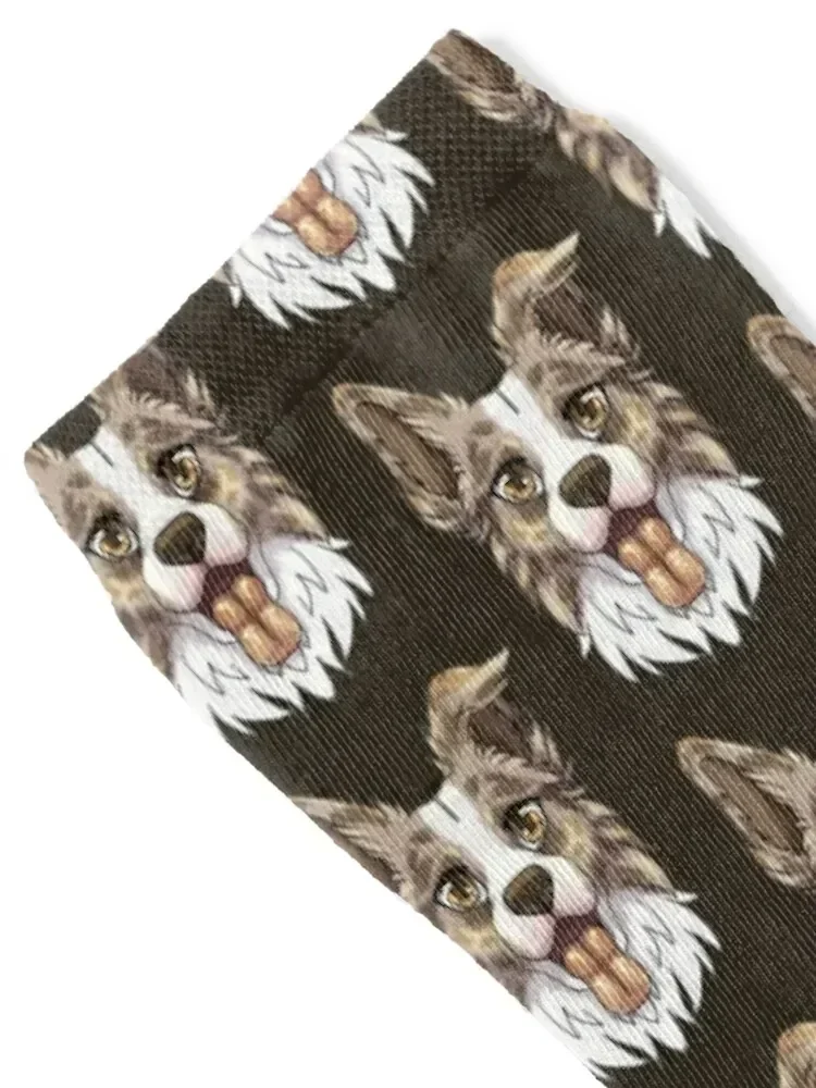 Red Merle Border Collie Socks short luxe Socks Ladies Men's