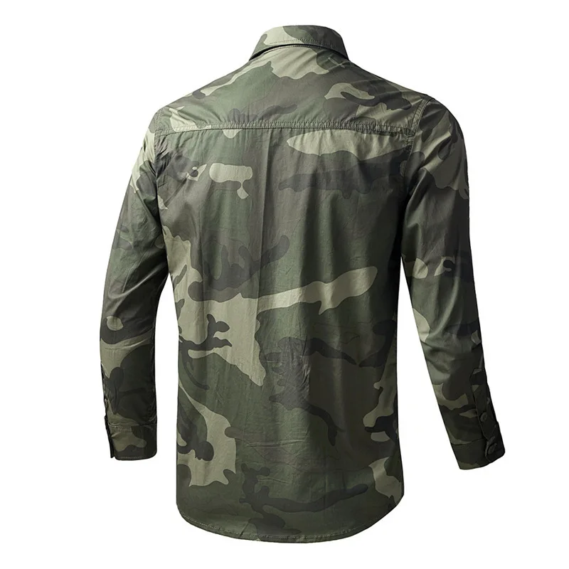 New Camouflage Cargo Shirt For Men Cotton Multi-Pocket Shirts High Quality Militarys Overshirt Outdoor Casual Colthing