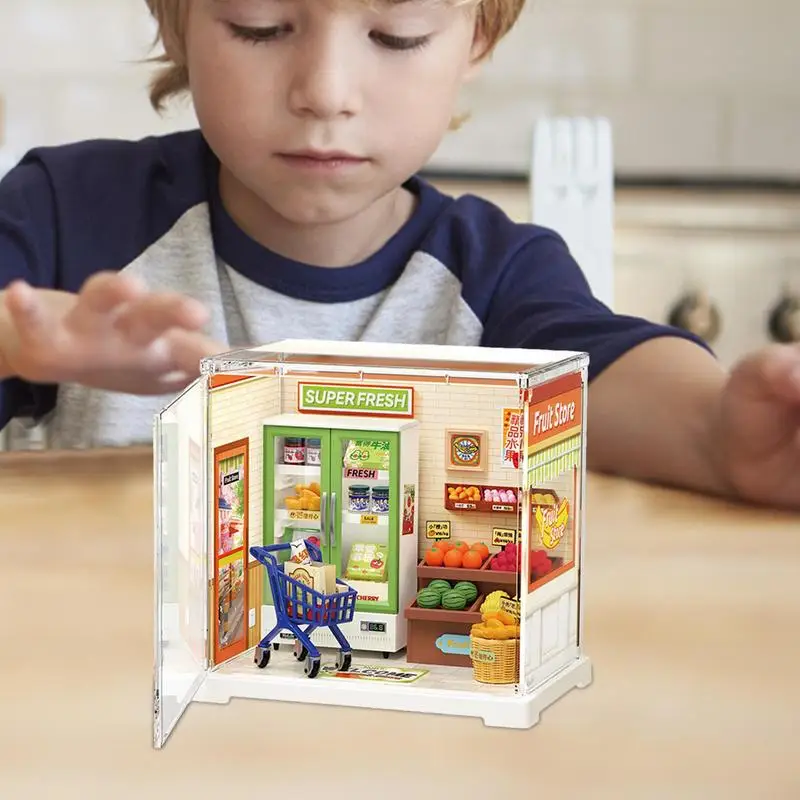 Mini Kits de construcción de modelos de casa de muñecas, Kit de juguete para el hogar, decoración creativa del dormitorio de la habitación con muebles para cumpleaños