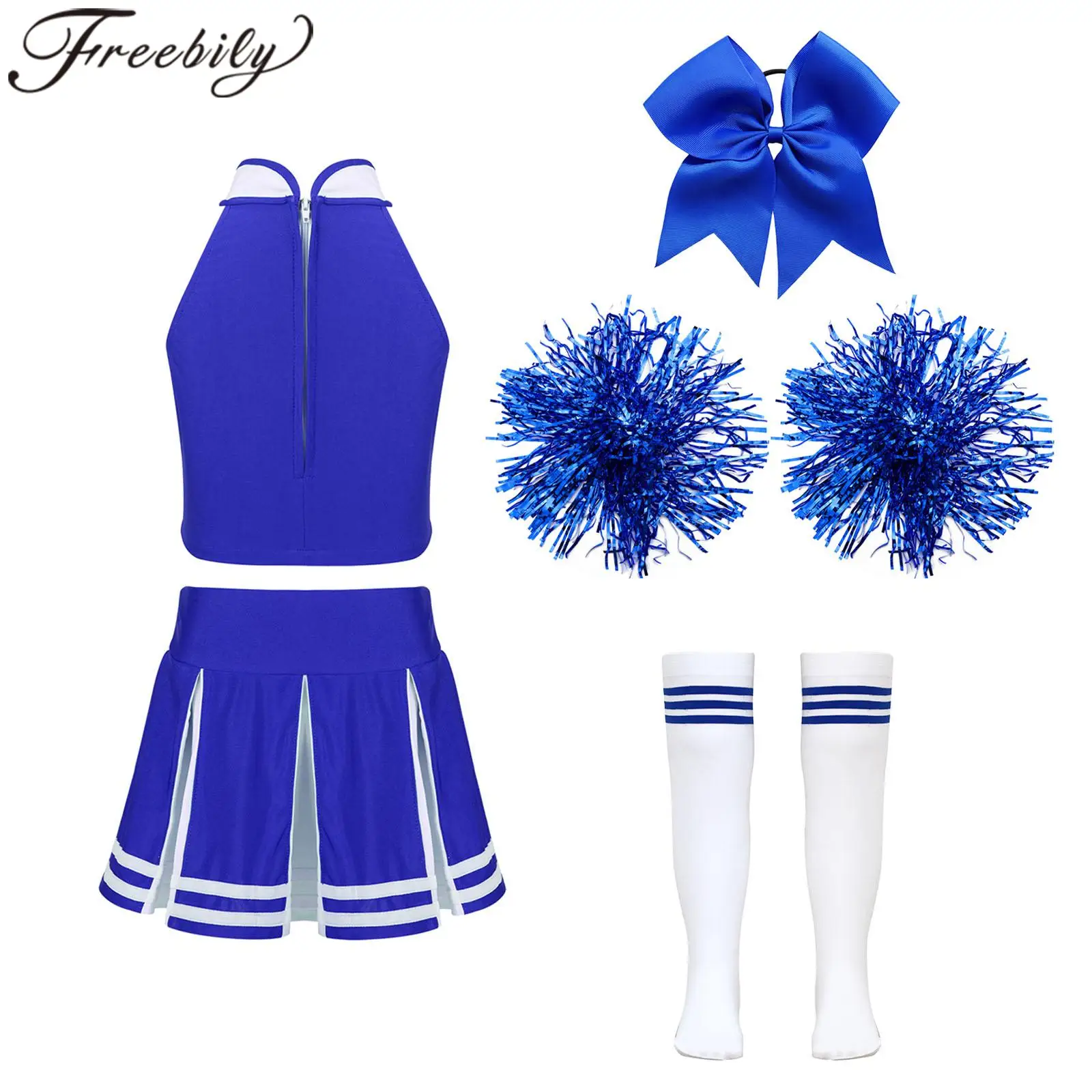 

Kids Girls Cheerleader Costume Cosplay Cheerleading Uniform Sets Schoolgirl Cheering Team Wear Children Cheer Dance Outfits
