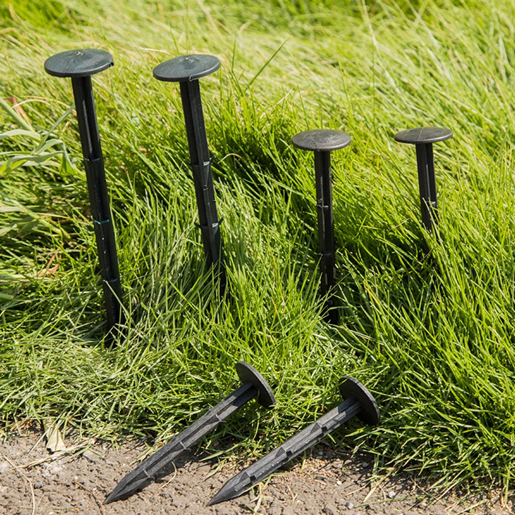 100 قطعة مسامير أرضية سوداء أوتاد حديقة بلاستيكية لتثبيت الحديقة مشاريع المناظر الطبيعية الخارجية طرف حاد سهل التركيب أوتاد أرضية #5