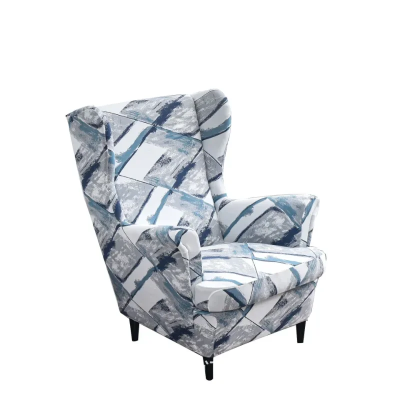Floral Stretch Wingback Armchair Cover 2pcs Printed Wing Chair Covers Spandex Fabric Sofa Slipcovers for Living Room Bedroom