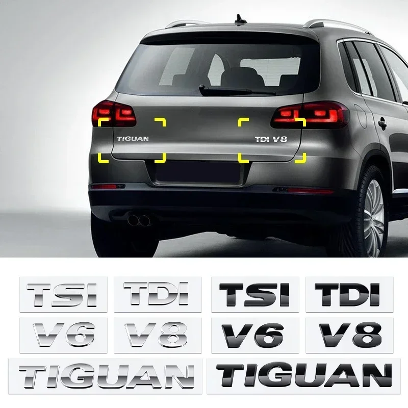 3D ABS TIGUAN V6 V8 TSI TDI Car Letter Logo Sticker Tail Bumper Badge Auto Rear Trunk Emblem Styling Accessories For Volkswagen