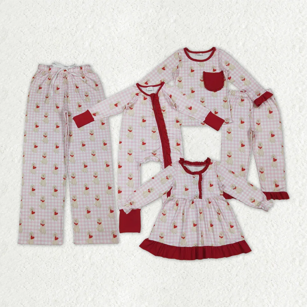 

z1021-12 GLP2880 Wholesale Boutique clothes girl Matching valentine love puppy long sleeve pants Set Spring Children clothing