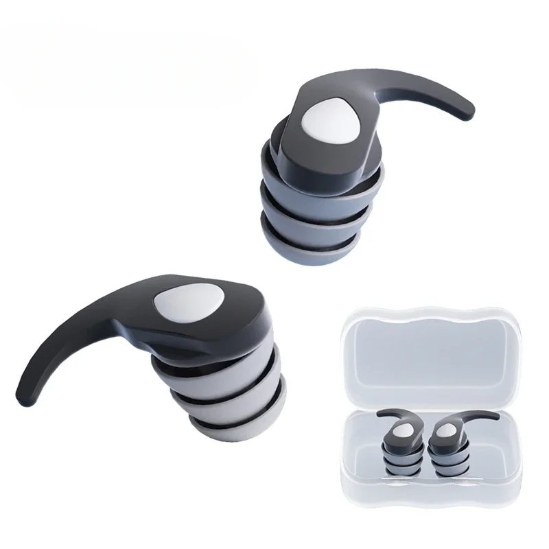 3 طبقات للحد من الضوضاء واقي أذن مقاوم للماء للنوم والسباحة، زوج واحد من سدادات الأذن المصنوعة من السيليكون لإلغاء الضوضاء