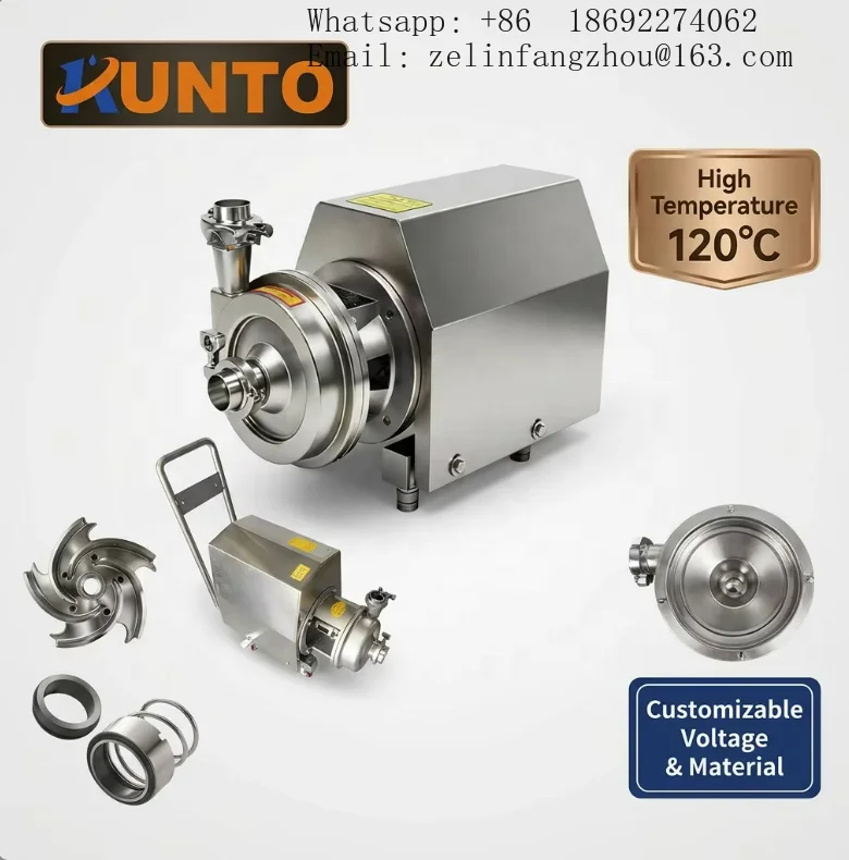 SS316L Sanitary Centrifugal Pump Milk Soy Beverage Pharma High Temp 100-120C Self Priming CIP Food Grade Heavy Duty Pro