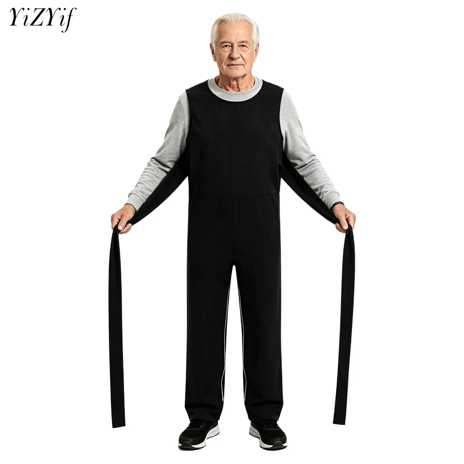 Elderly Restraint Clothing Patients Wheelchair Special Needs Adaptive Jumpsuit Sleeveless Zipper Crotch Bodysuit with Straps