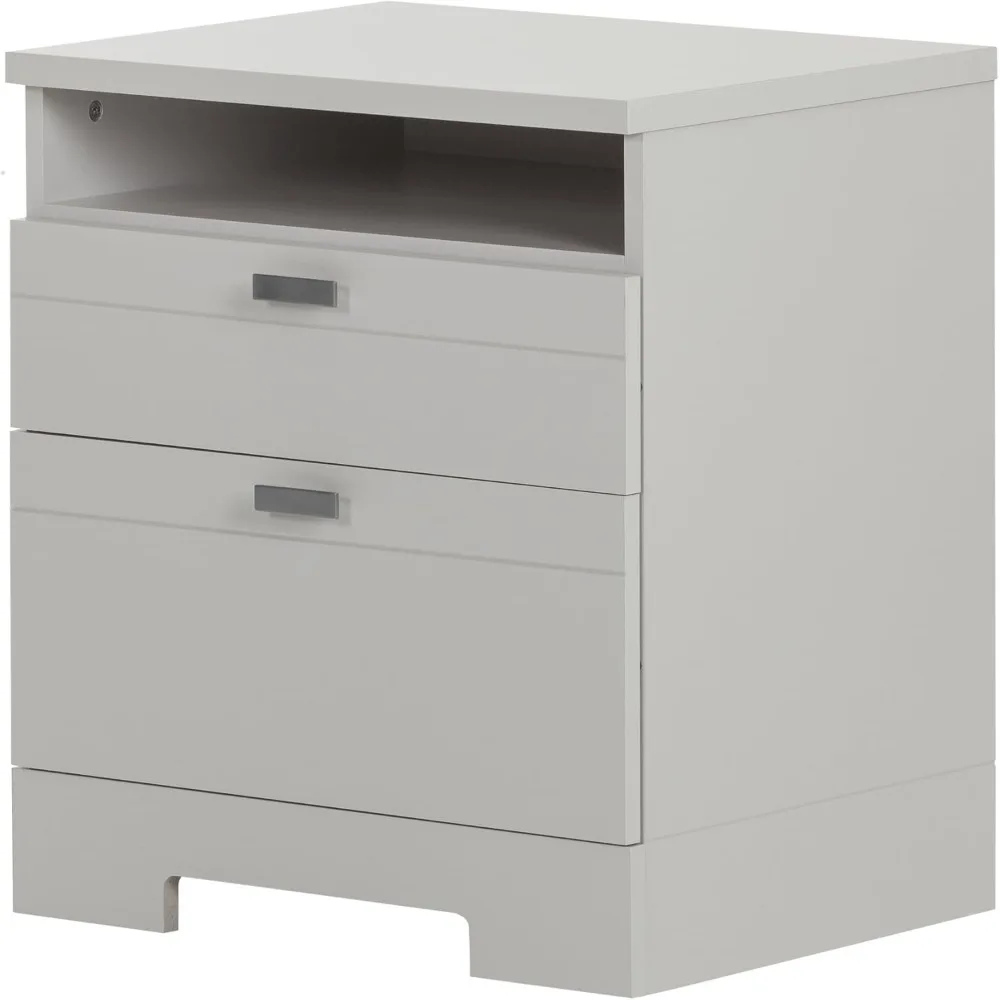 

Reevo Nightstand with Cord Catcher, Soft Gray 22.25 in x 17 in x 22.5 in