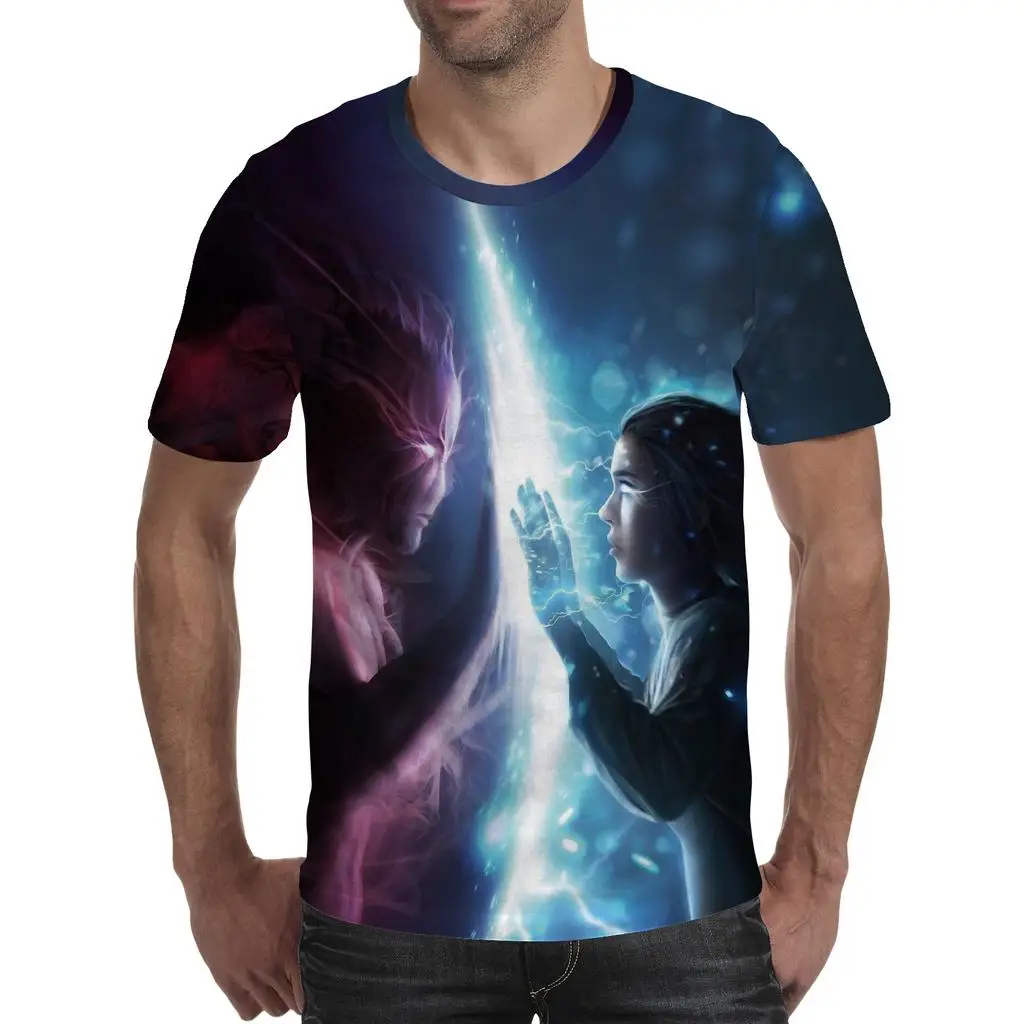 الرجال تي شيرت روح أنيمي ثلاثية الأبعاد الفلورسنت الملاك طباعة تي شيرت للجنسين الكبار محب ثلاثية الأبعاد تي شيرت الشارع الهيب هوب المتضخم تي شيرت #3
