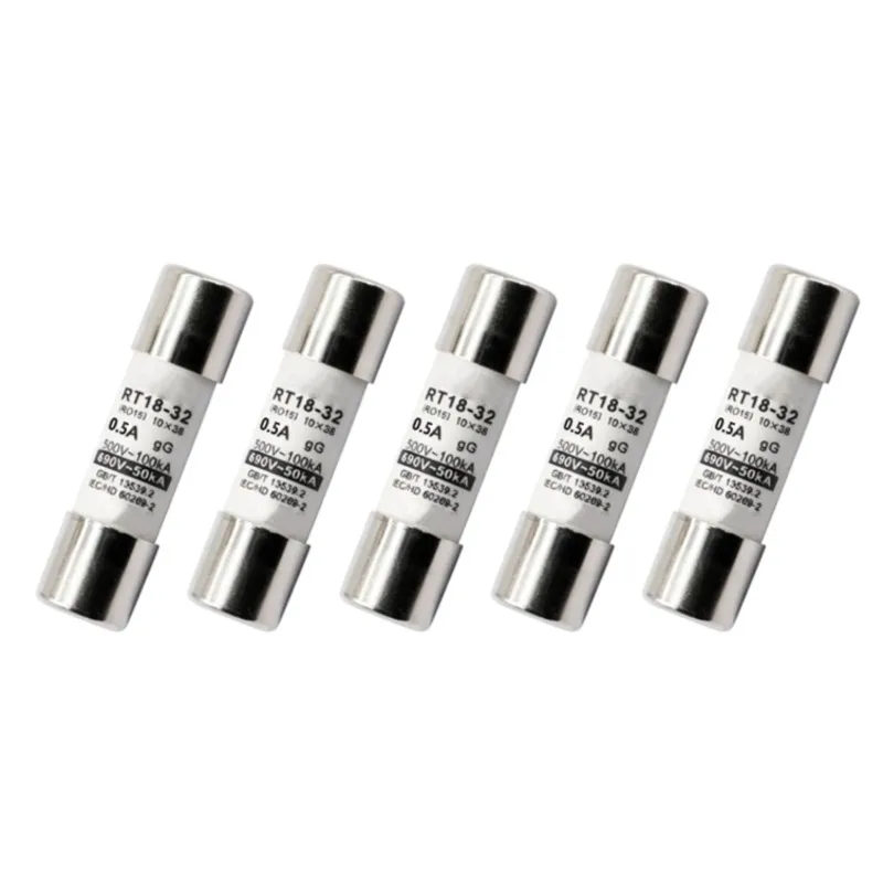 Y42A-GG Cylindrical Fuses 5Pcs 0.5A 10X38mm-Fuse-100Ka High Breaking Capacity-For Industrial Applications Ideal