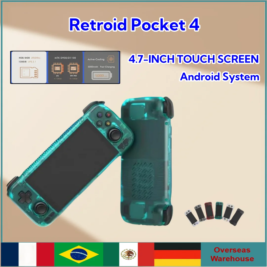 

Портативная игровая консоль Retroid Pocket 4, RP4, 4,7-дюймовый сенсорный экран, 4G + 128G, Wi-Fi 6,0, Bluetooth, 5000 мАч, Android 13, детские подарки