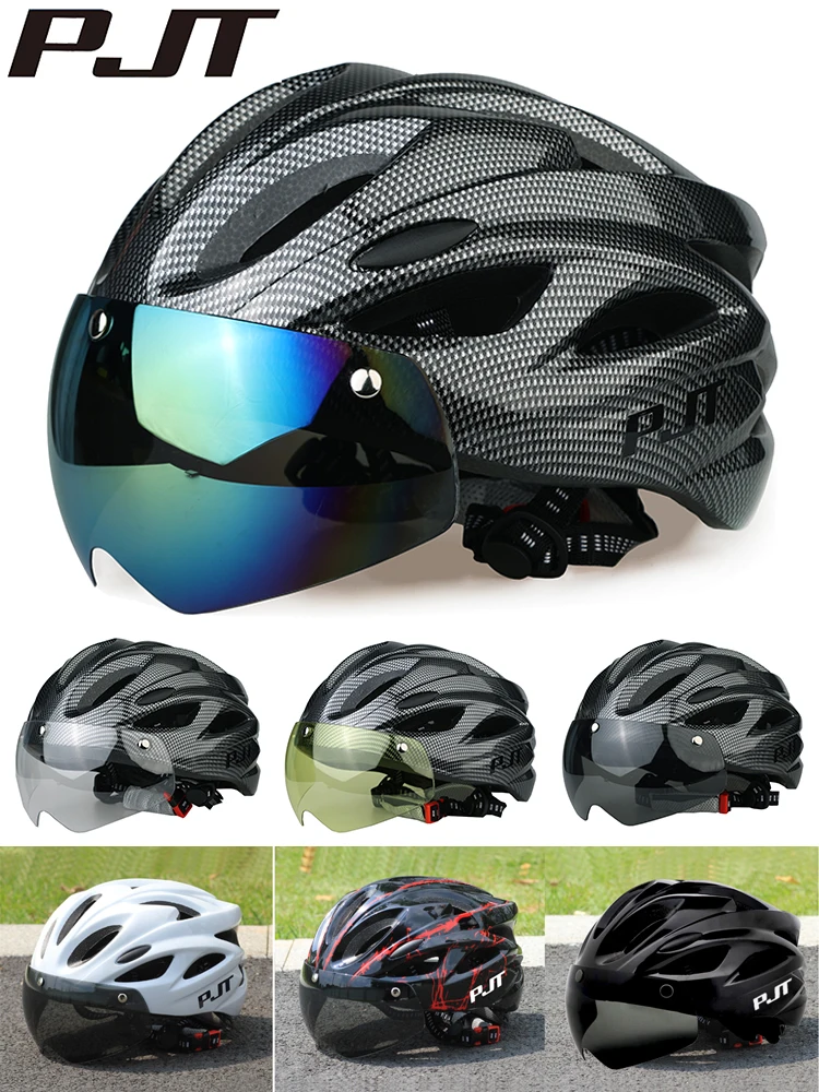 AliExpress PJT Lightweight Breathable Bicycle Helmet With Magnetic Attraction Goggles Lens Bike Helmet Free Switching Adult Cycling Helmet