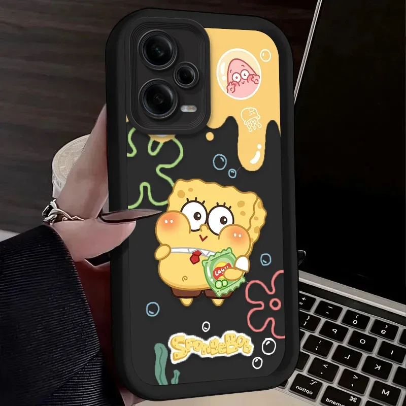 Lovely SpongeBobs Case for Xiaomi Redmi Note 13 12 11 Pro Plus 4G 5G 12S 11S 10S 10 9 9S 8 12C 13C A3 Silicone Shockproof Capa